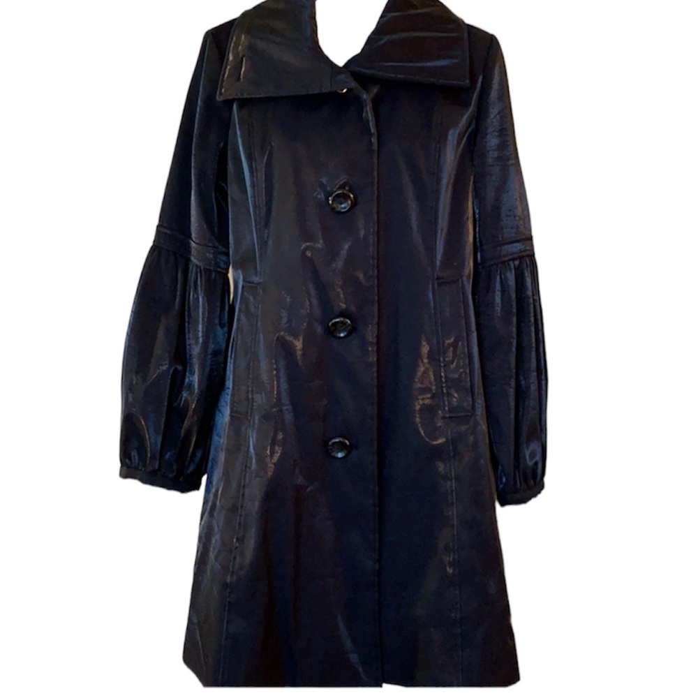 AILARY RADLEY black trench coat shiny fabric size large